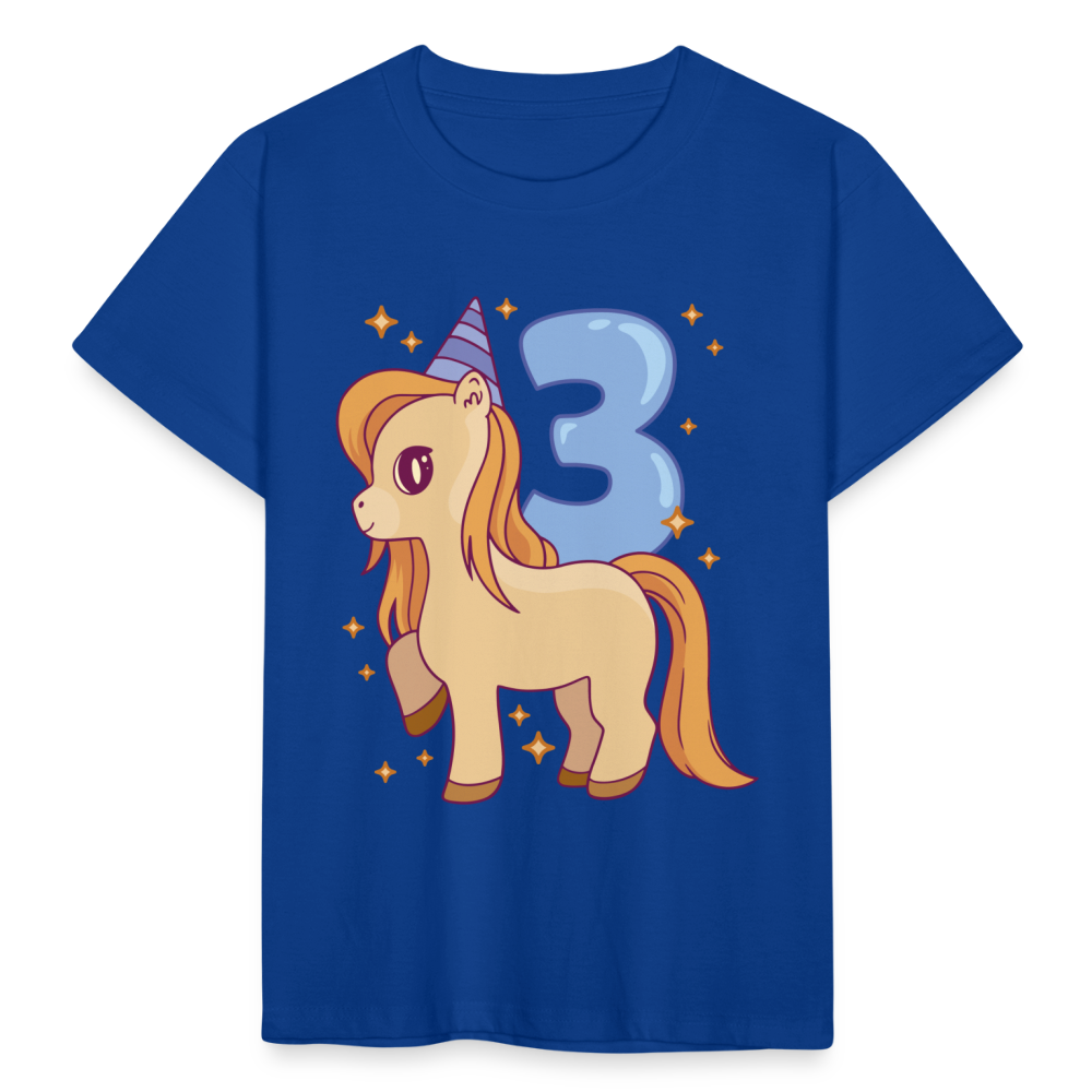 Kinder T-Shirt "3 Jahre" (Pony-Motiv) - Royalblau