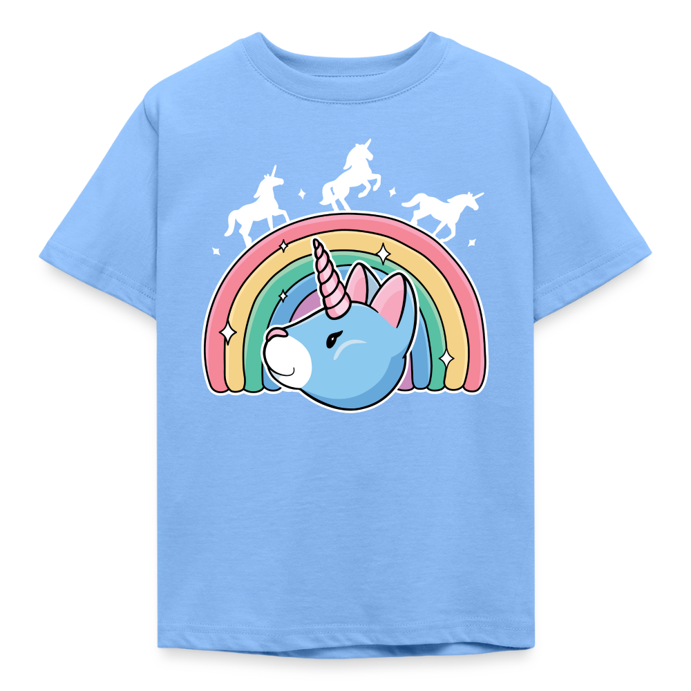 Kinder T-Shirt "Katzen-Einhorn" - Himmelblau