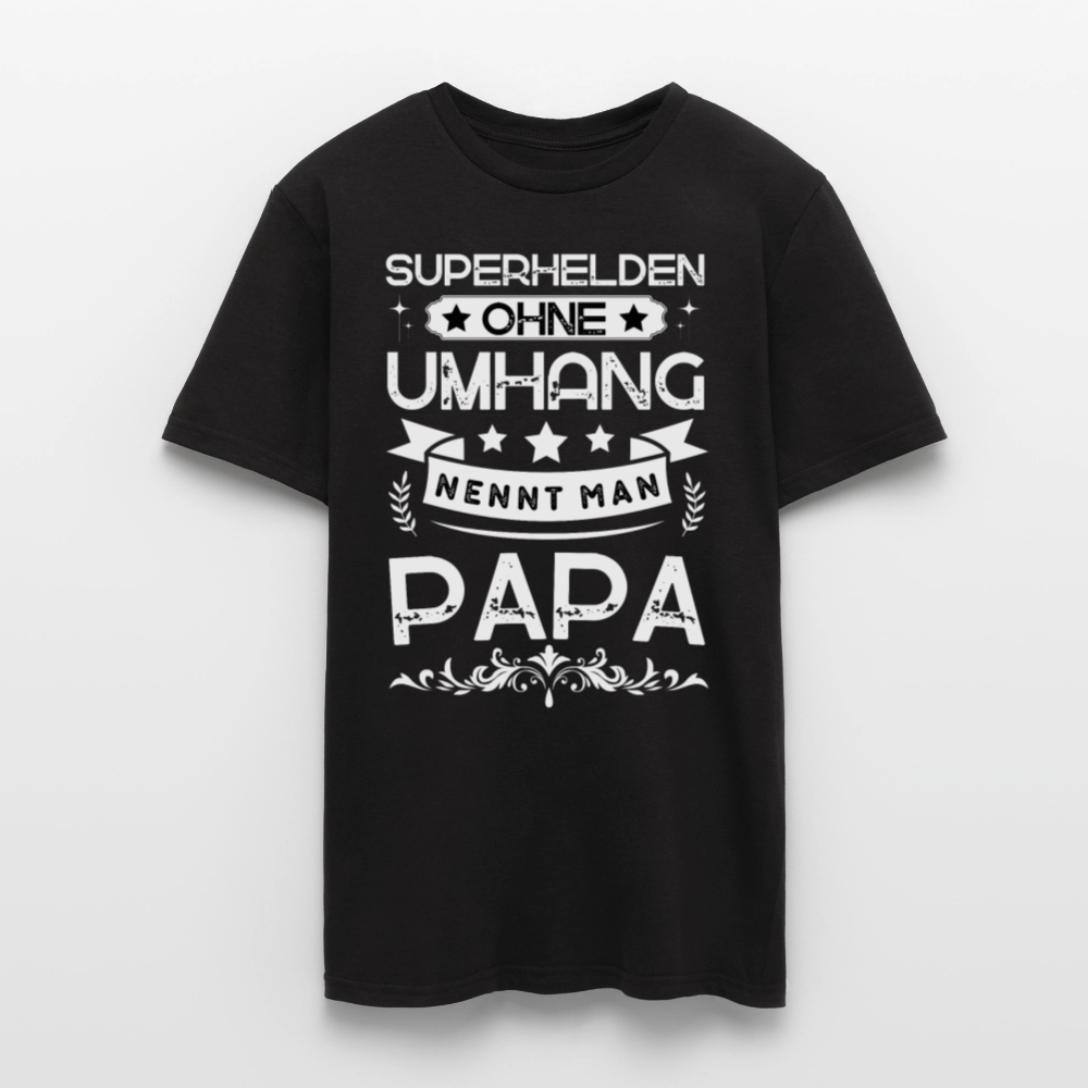 Männer T-Shirt "Superhelden ohne Umhang nennt man Papa" - Schwarz