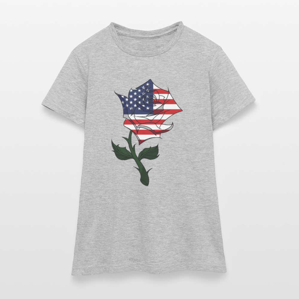 Frauen Bio-T-Shirt "USA Rose" - Grau meliert