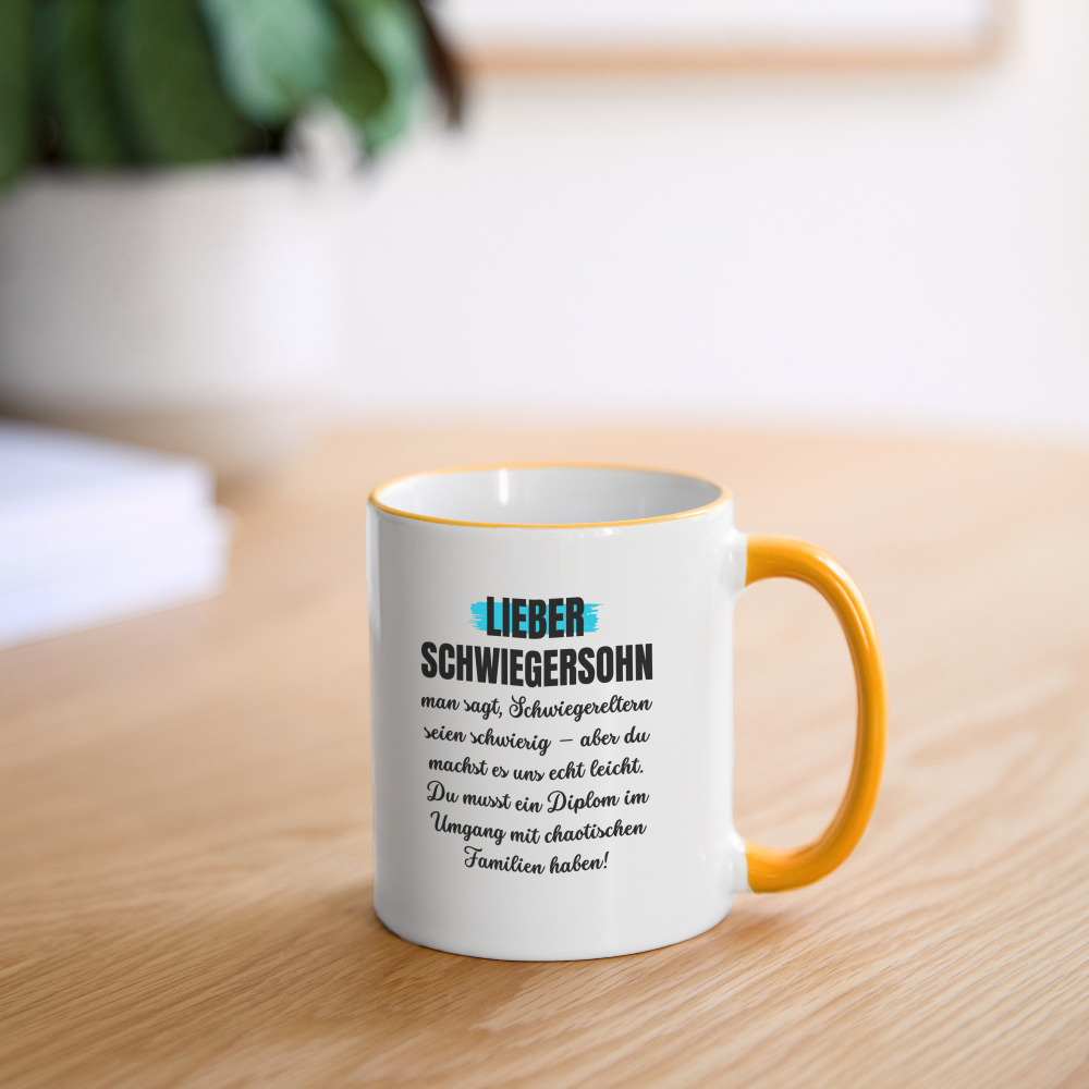 Tasse "Lieber Schwiegersohn" - Weiß/Gelb