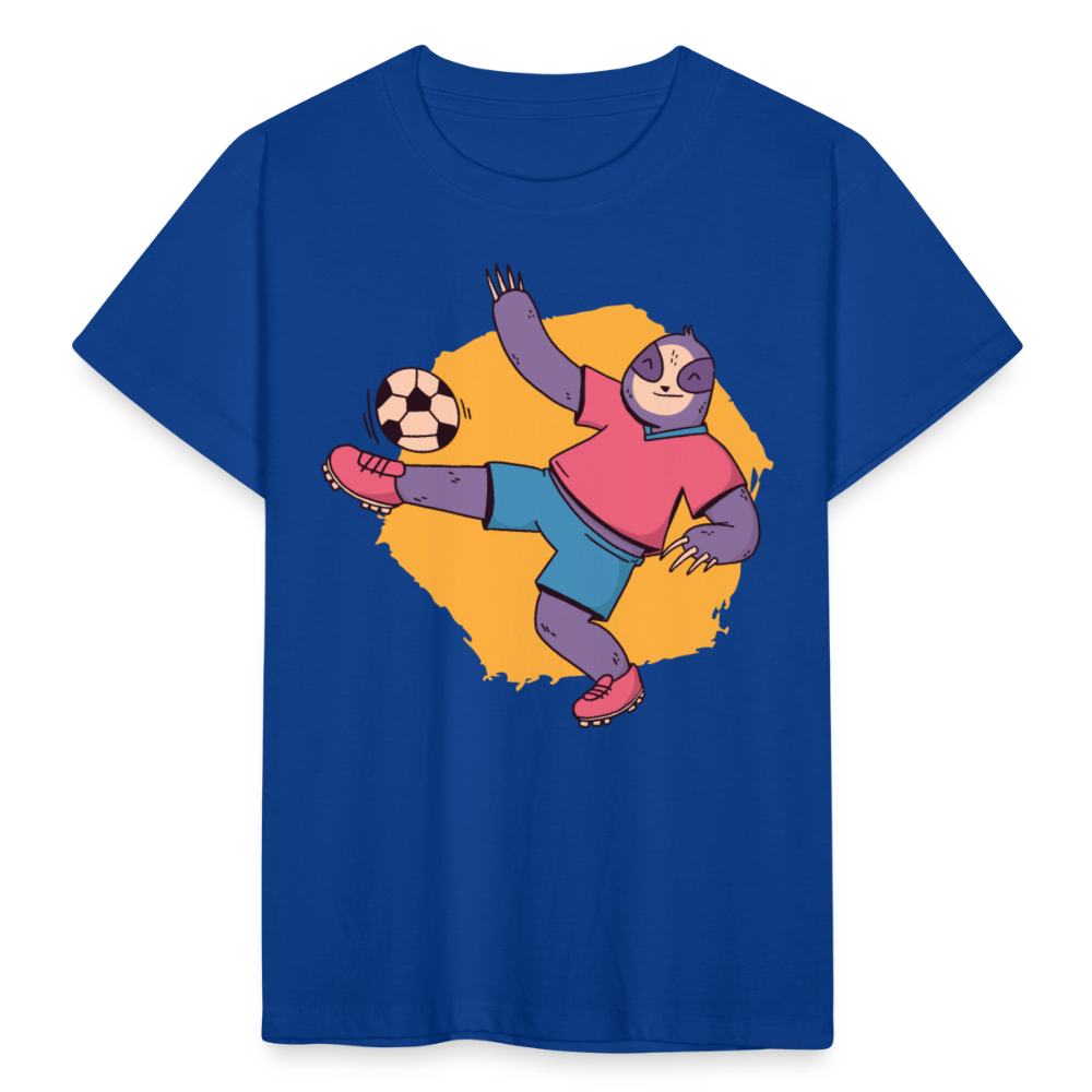 Kinder T-Shirt "Fußball-Faultier" - Royalblau