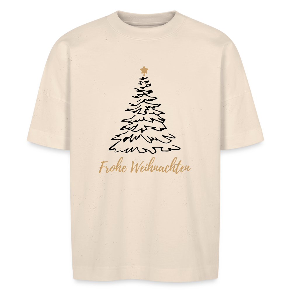 Oversize Bio-T-Shirt "Frohe Weihnachten" (Weihnachtsbaum mit Stern) - Naturweiß