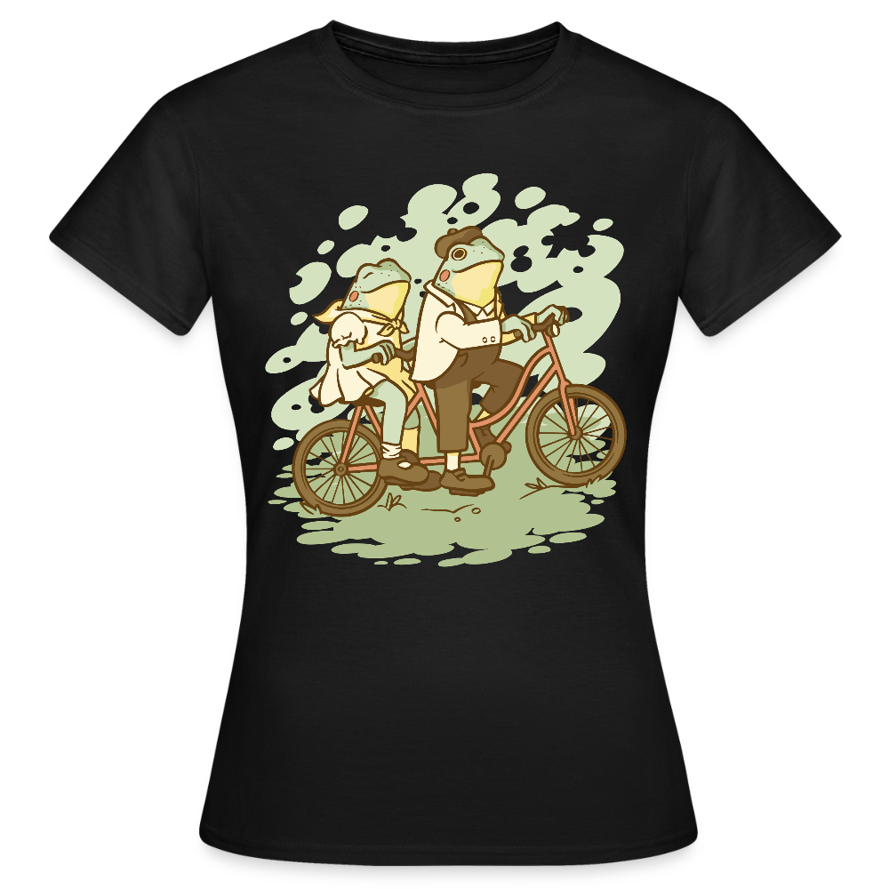 Frauen T-Shirt "Fahrrad Frösche" - Schwarz