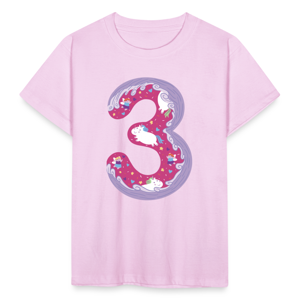 Kinder T-Shirt "3 Jahre" (Lustiges Einhorn-Motiv) - Hellrosa