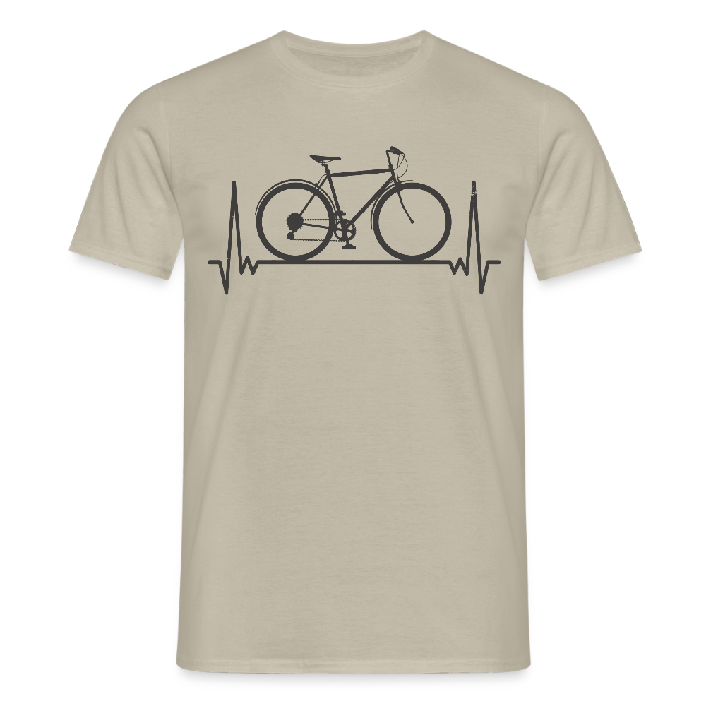 Männer T-Shirt "Fahrrad im Herzschlag" - Sandbeige