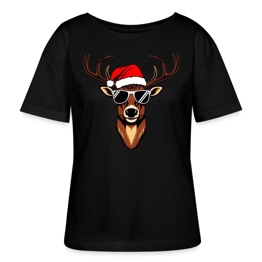 Relaxed Frauen Bio-T-Shirt "Cooles Weihnachts-Rentier" - Schwarz