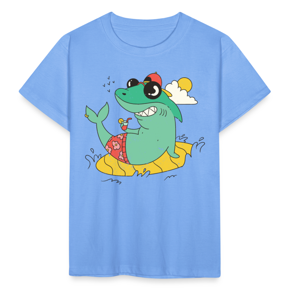 Kinder T-Shirt "Hai macht Urlaub" - Himmelblau