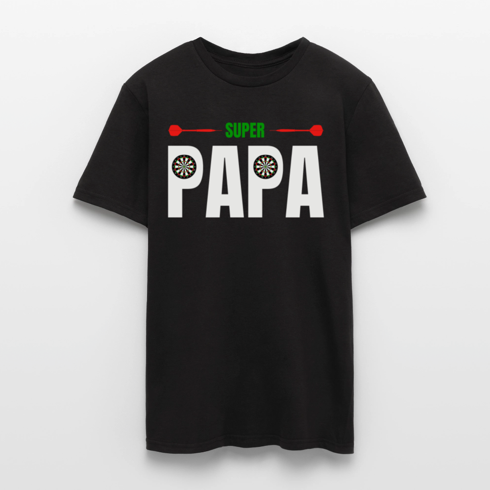 Männer T-Shirt "Super Papa" (Dart-Motiv) - Schwarz