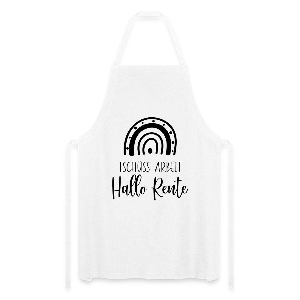 Kochschürze "Tschüss Arbeit - Hallo Rente" - Weiß