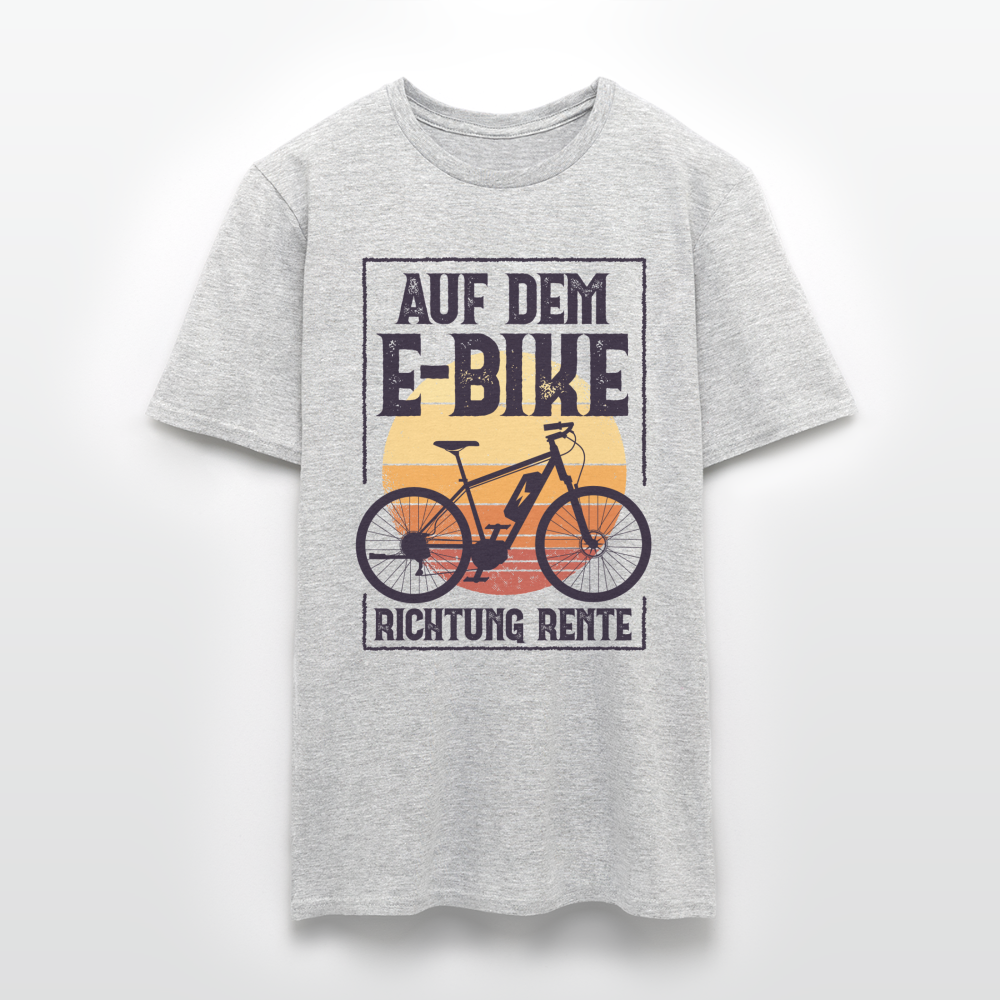 Männer T-Shirt "Auf dem E-Bike Richtung Rente" - Grau meliert