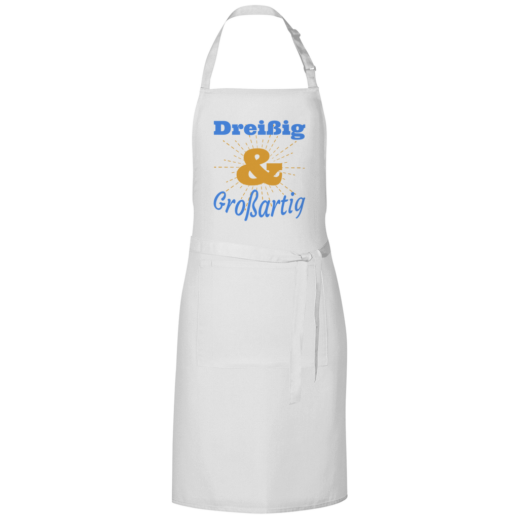 Grillschürze "Dreißig und großartig" weiß