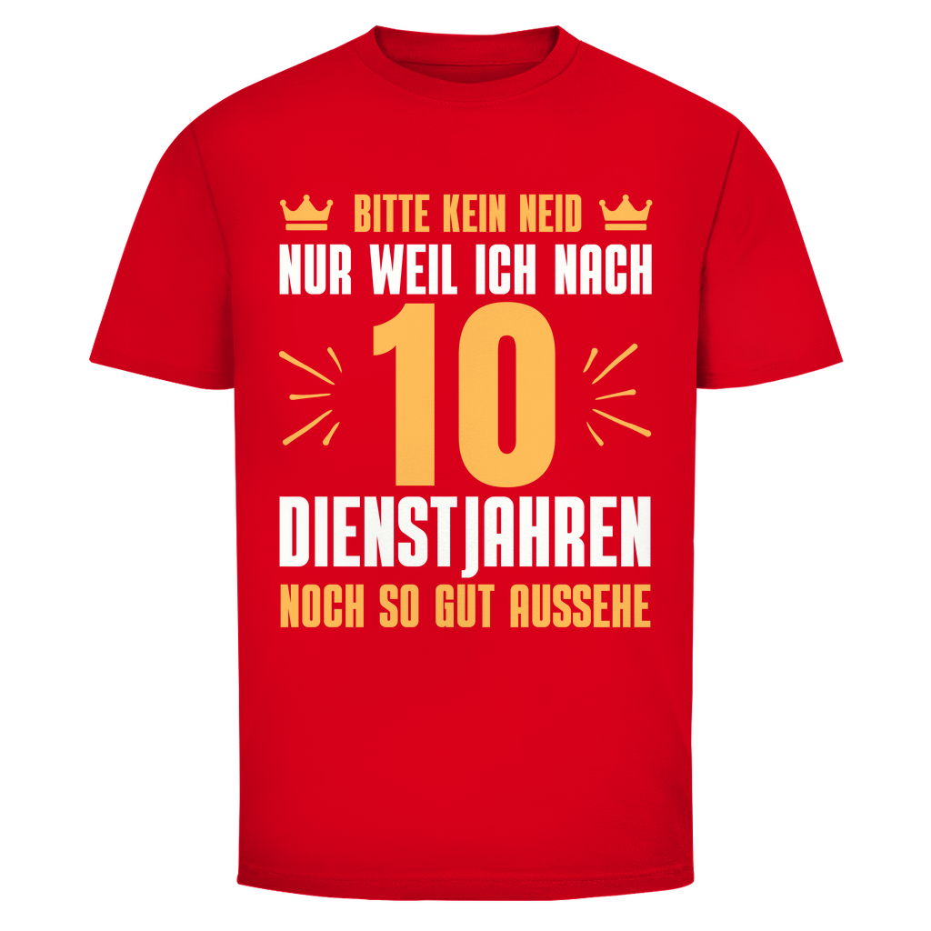 Herren T-Shirt "Bitte kein Neid" (10 Dienstjahre) rot
