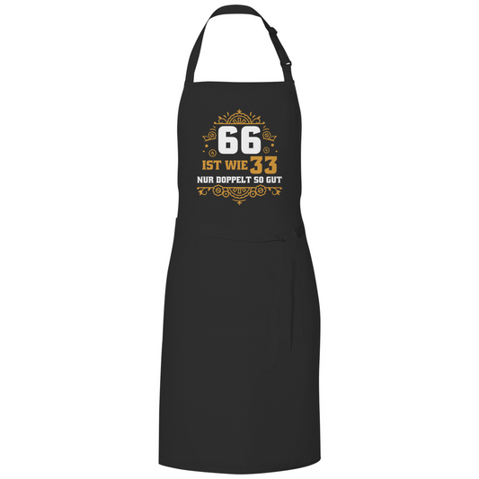 Grillschürze "66 ist wie 33 nur doppelt so gut" schwarz