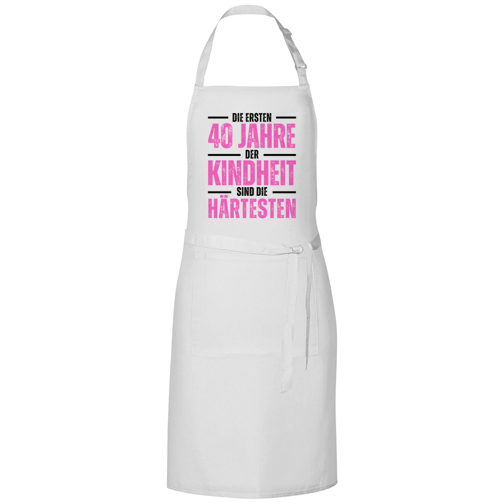 Grillschürze "Die ersten 40 Jahre der Kindheit sind die härtesten" (Pink)