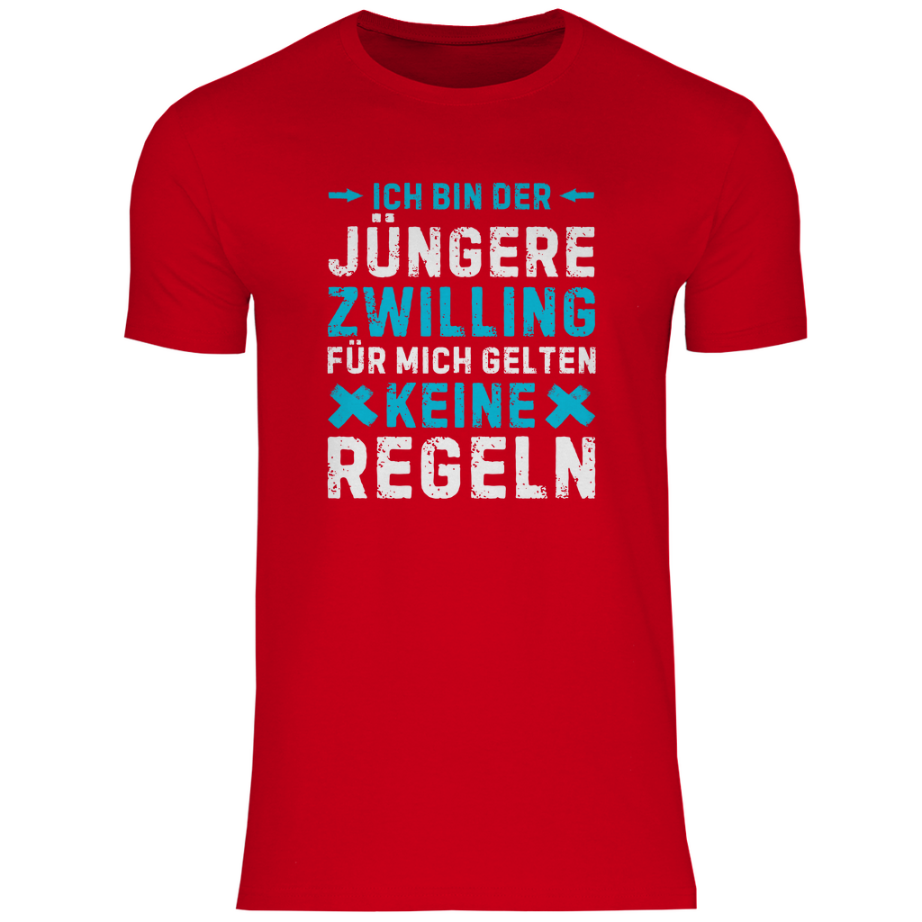 Männer T-Shirt "Ich bin der jüngere Zwilling" rot