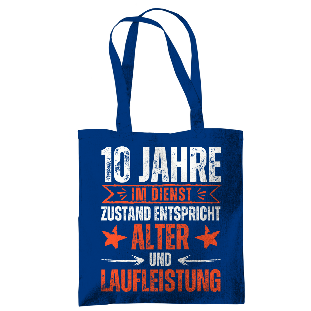 Tragetasche "10 Jahre im Dienst" blau
