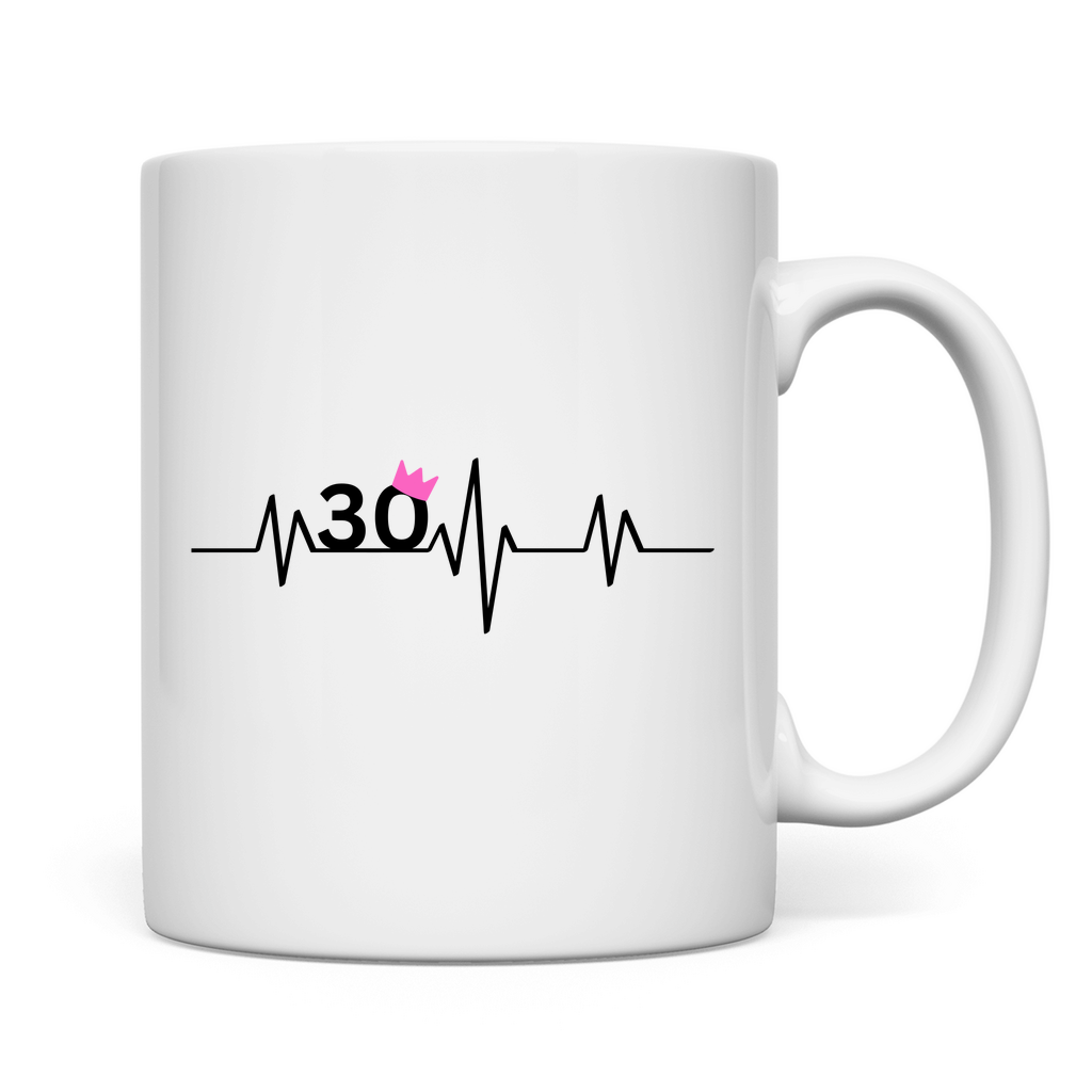 Tasse "30 mit rosa Krone"