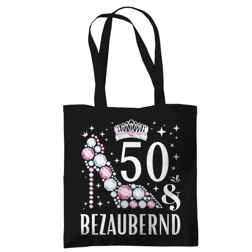Tragetasche "50 und bezaubernd" schwarz