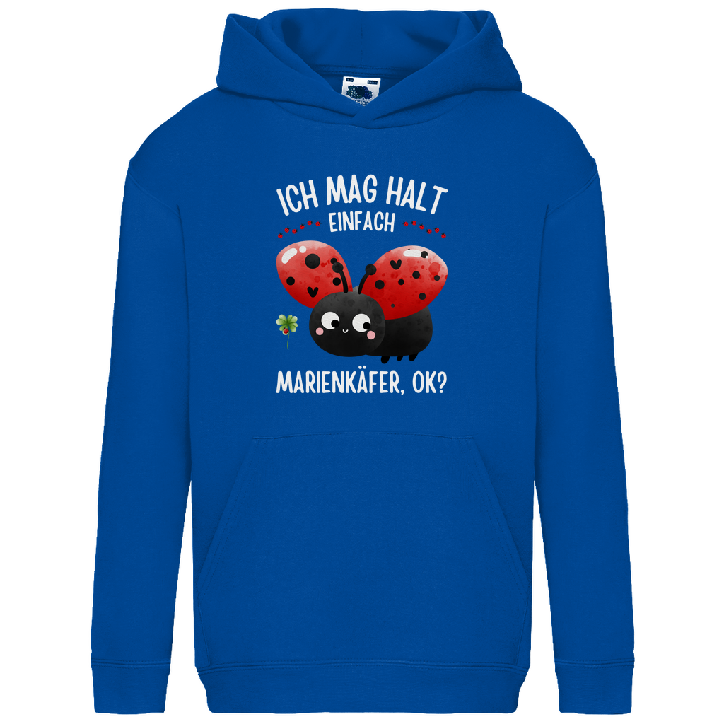 Kids Basic Hoodie "Ich mag halt einfach Marienkäfer, ok?" blau