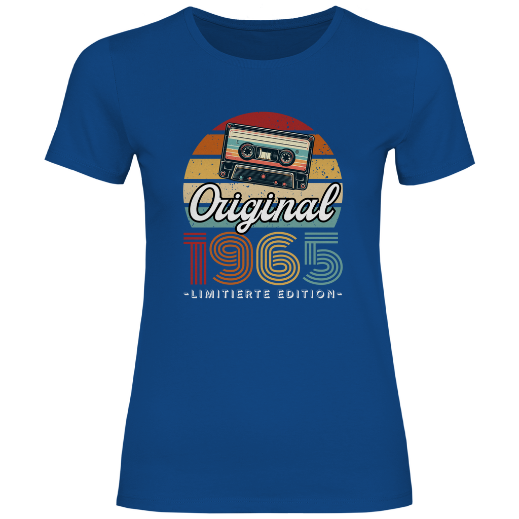 Damen T-Shirt "Original 1965" (Kassetten Retro Stil) blau