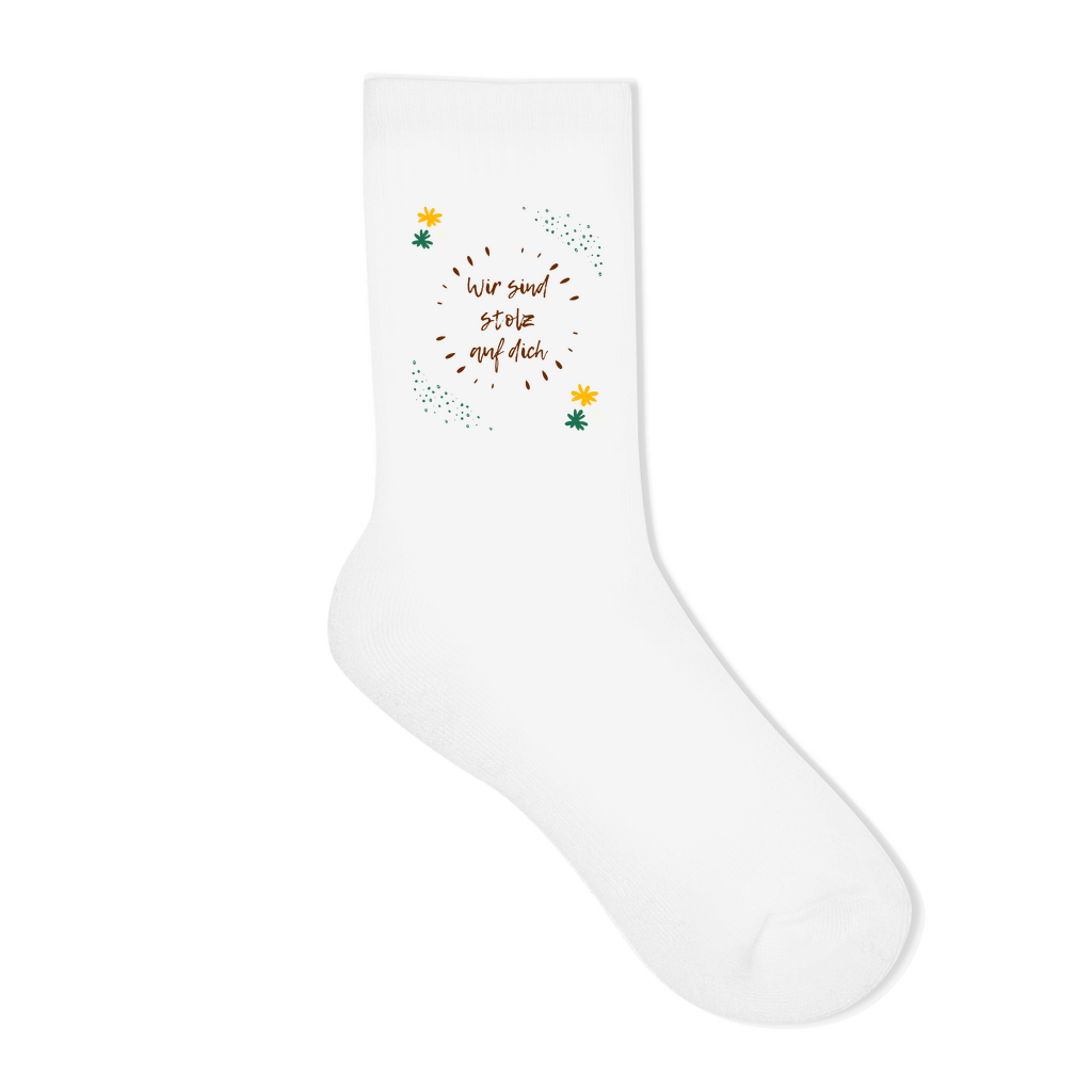 Socken "Wir sind stolz auf dich" (Kreatives Blumenmotiv)