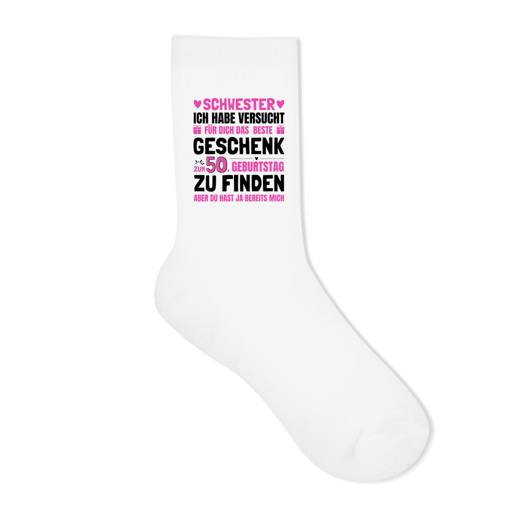 Socken "Schwester - Das beste Geschenk zum 50. Geburtstag"
