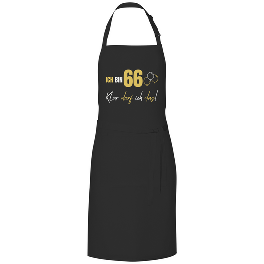Grillschürze "Ich bin 66 - Klar darf ich das!" schwarz