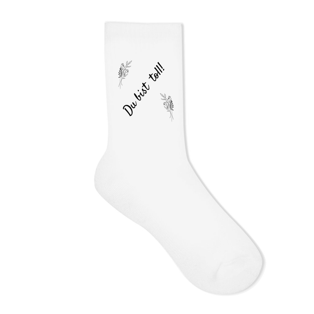 Socken "Du bist toll" (Blumen-Motiv)