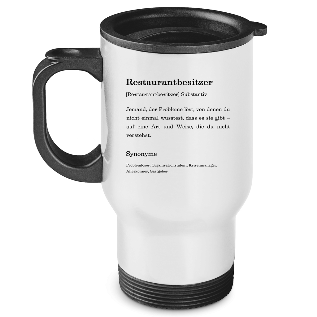 Edelstahl-Thermobecher "Restaurantbesitzer" (Definition) Rückseite