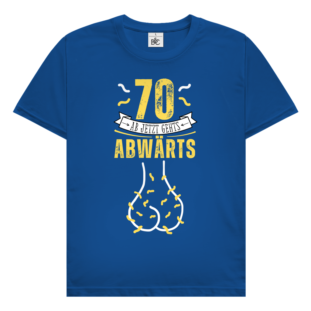 Herren T-Shirt "70 ab jetzt gehts abwärts" royalblau