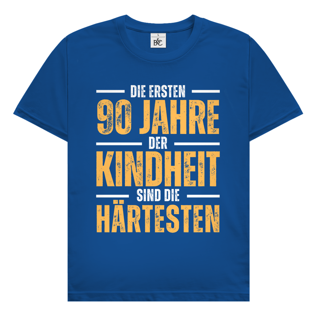 Herren T-Shirt "Die ersten 90 Jahre der Kindheit sind die härtesten" royalblau