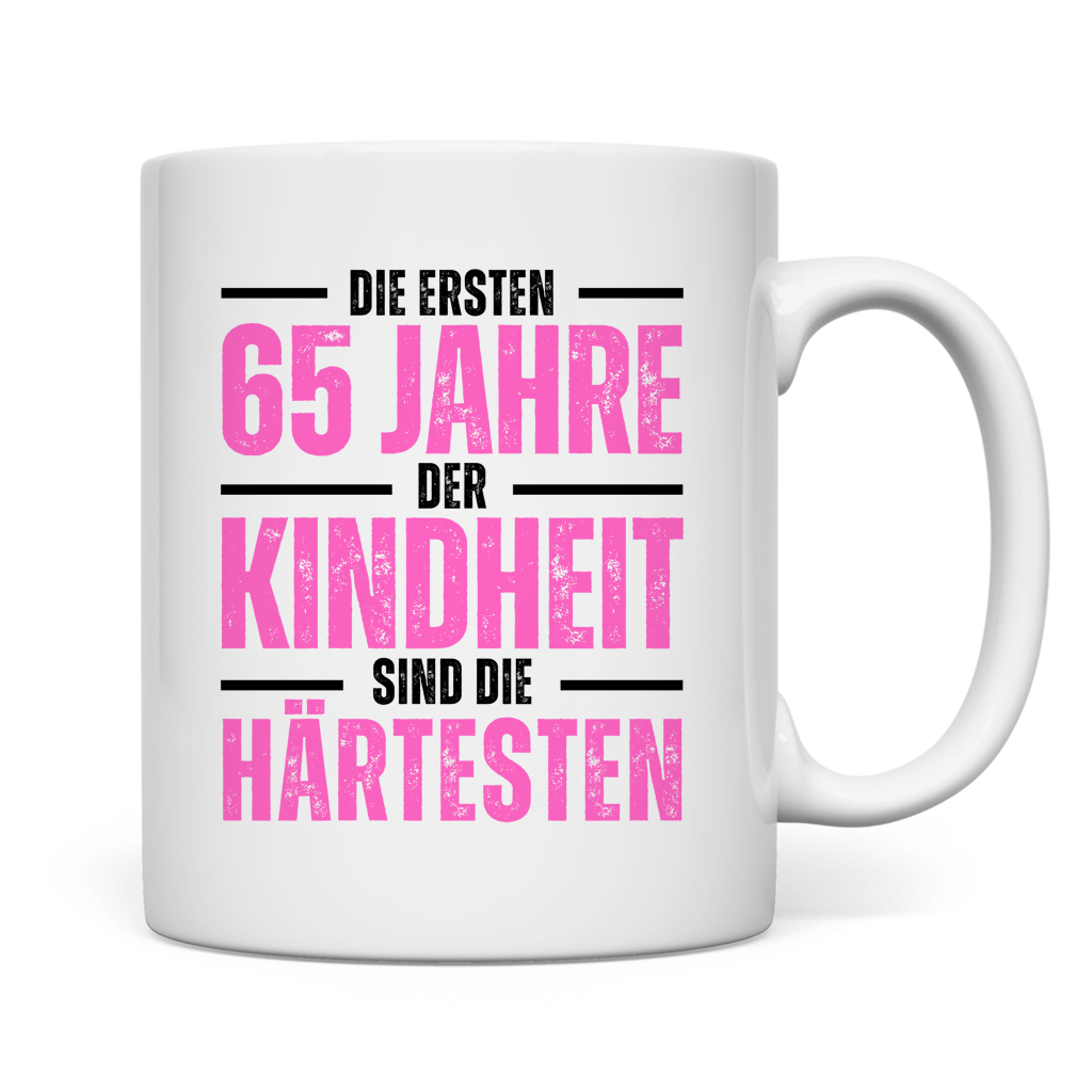 Tasse "Die ersten 65 Jahre der Kindheit" Rückseite
