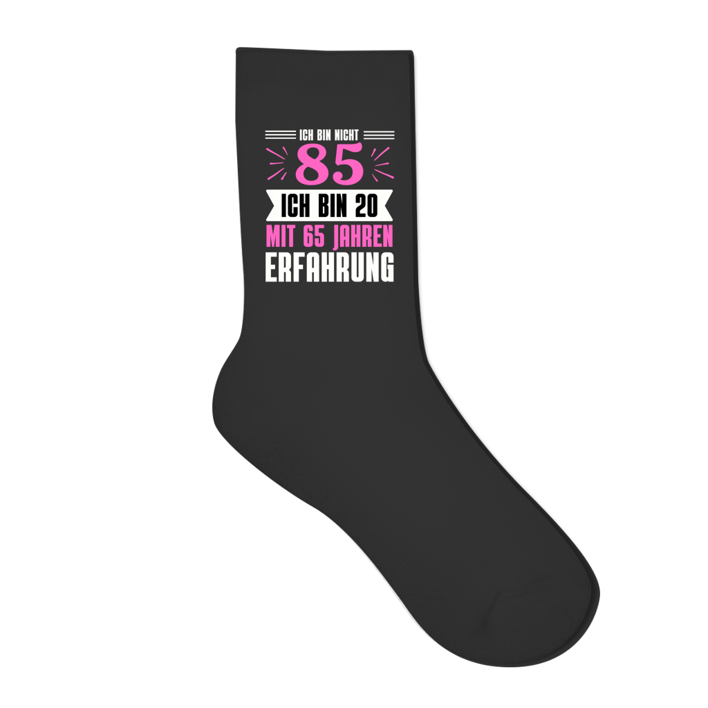 Socken "Ich bin nicht 85" (Pinkes Motiv)