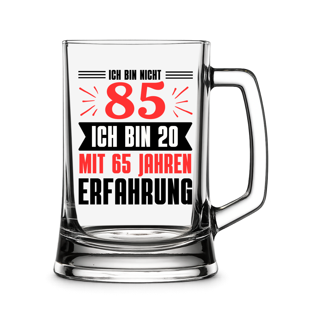 Bierkrug "Ich bin nicht 85" (Rotes Motiv)