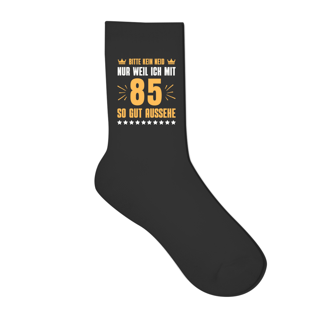 Socken "Bitte kein Neid, nur weil ich mit 85" (Orangenes Motiv)