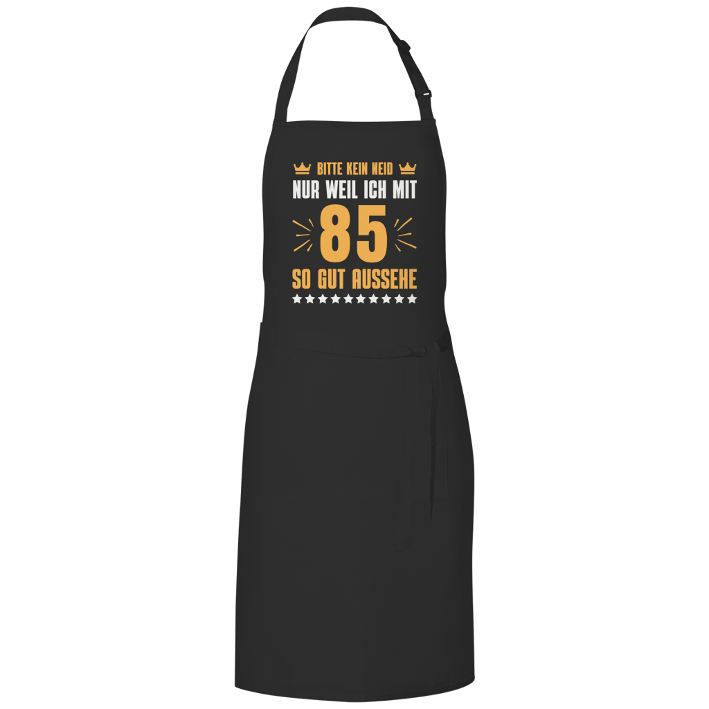 Grillschürze "Bitte kein Neid, nur weil ich mit 85" (Orangenes Motiv)