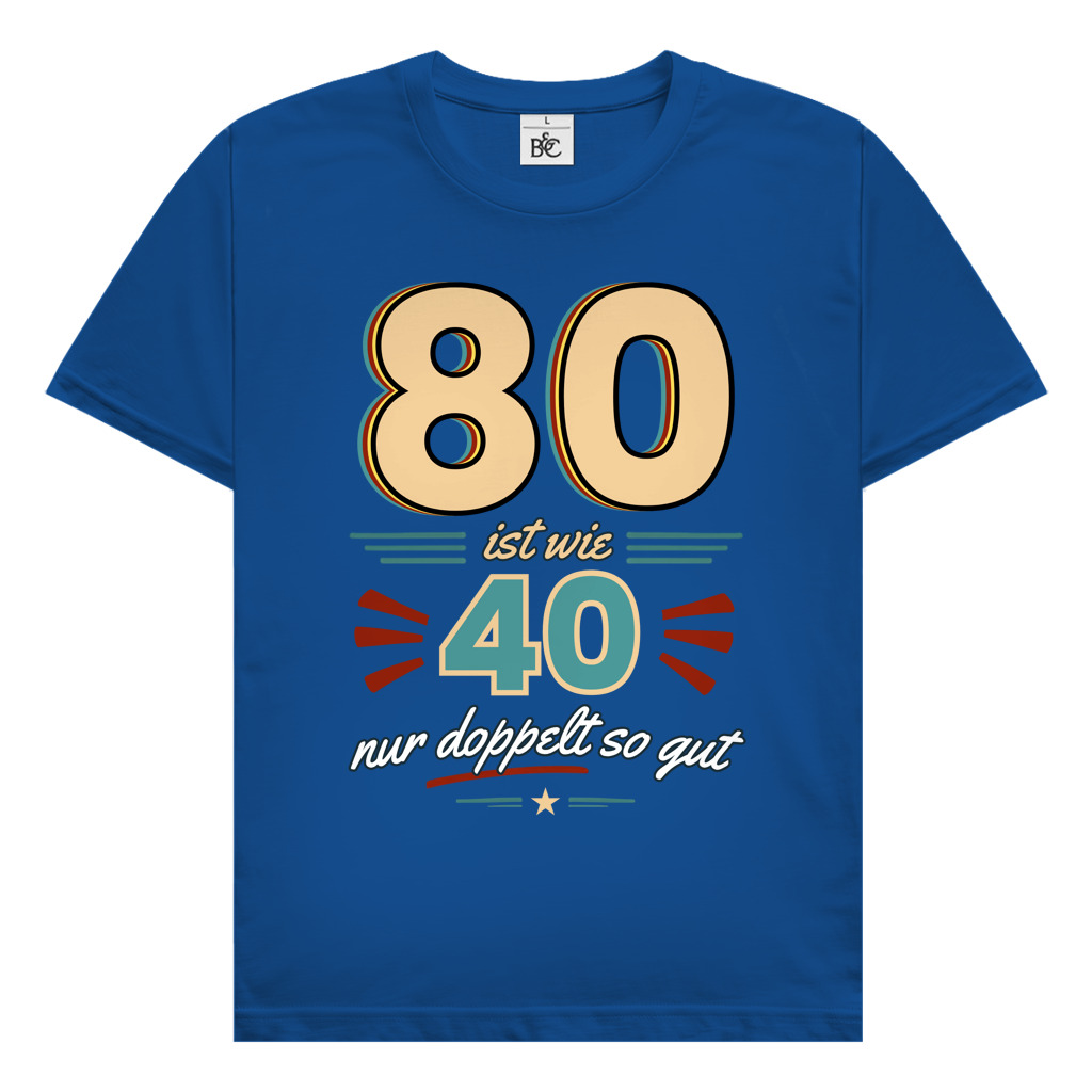 Herren T-Shirt "80 ist wie 40 nur doppelt so gut" blau