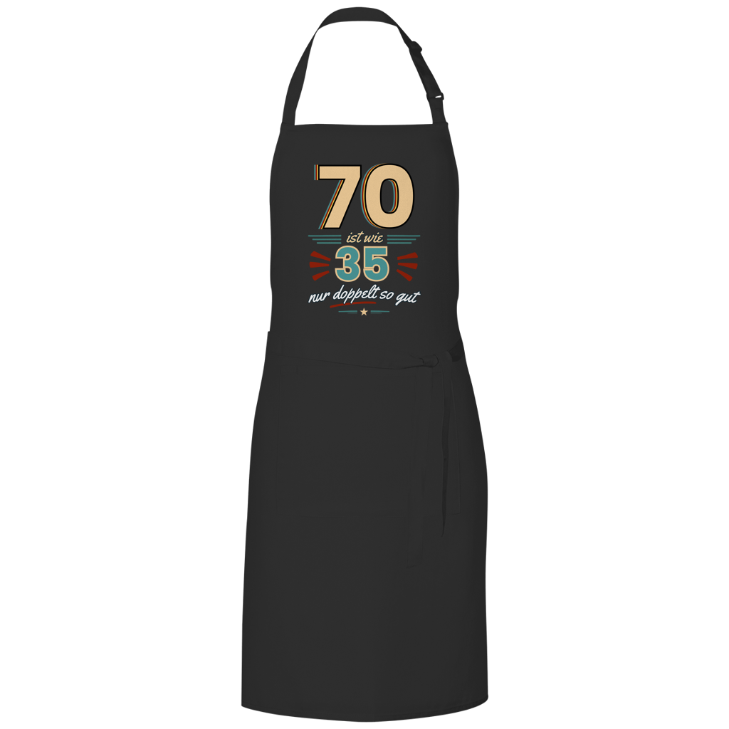 Grillschürze "70 ist wie 35, nur doppelt so gut" schwarz
