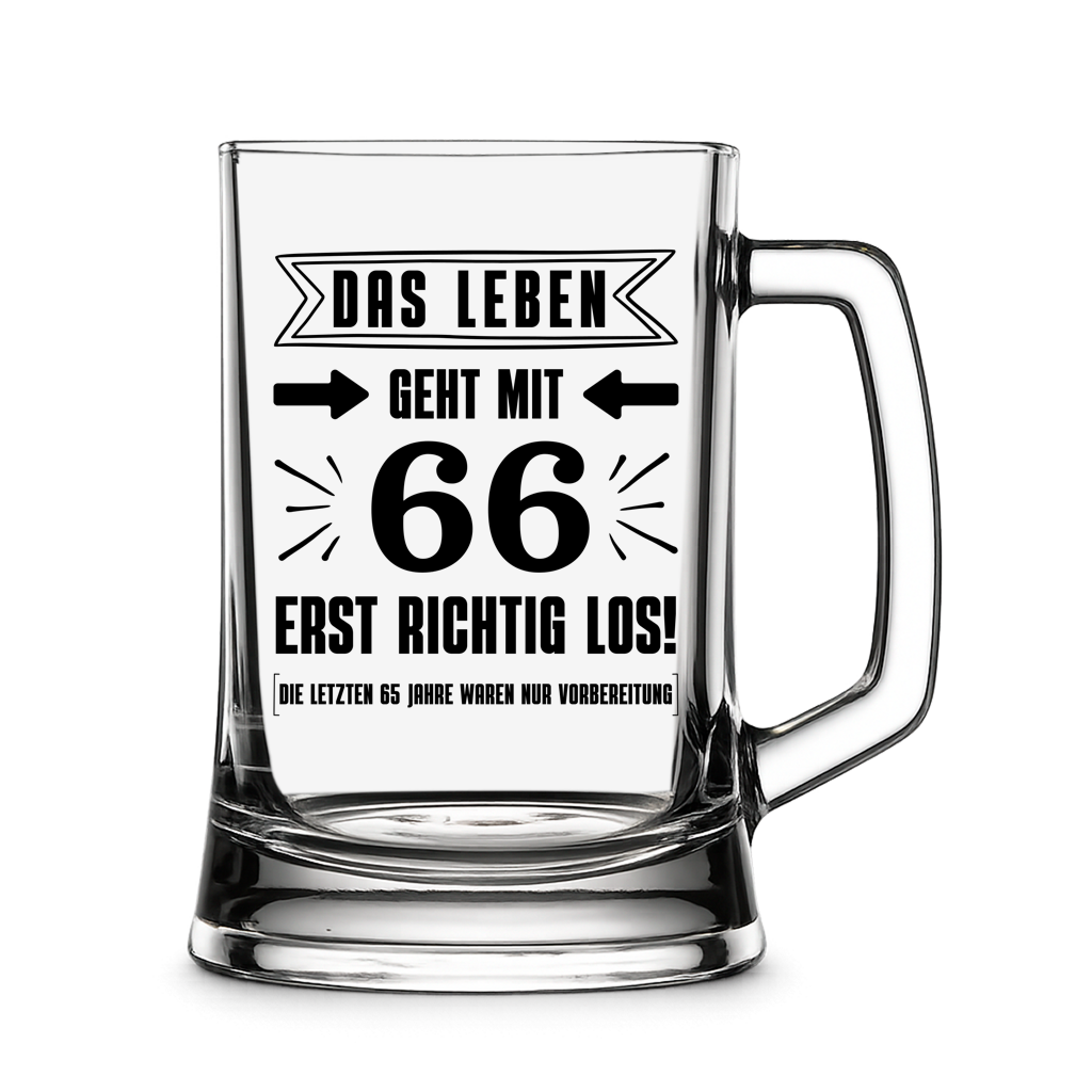 Bierkrug "Das Leben geht mit 66 erst richtig los"