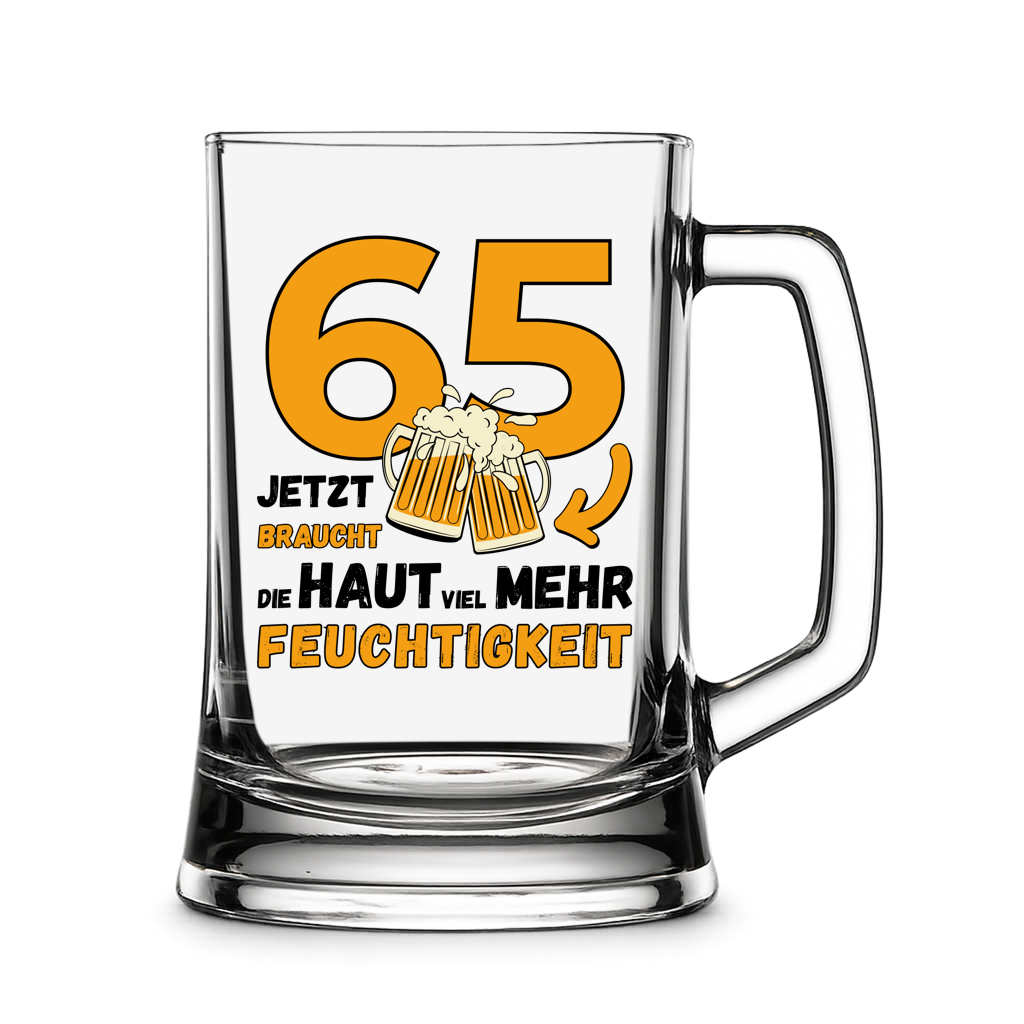 Bierkrug "65 - Jetzt braucht die Haut viel mehr Feuchtigkeit"