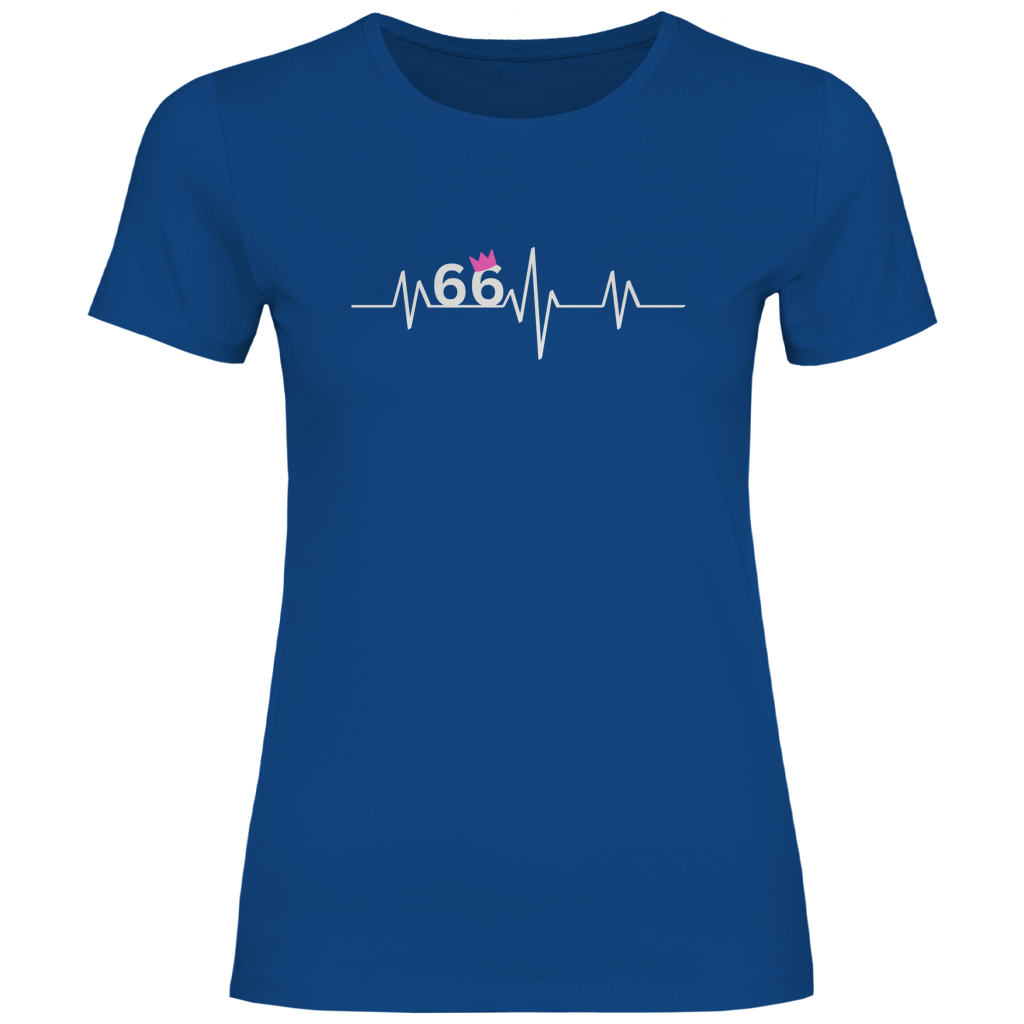 Damen T-Shirt "66 mit rosa Krone" royalblau