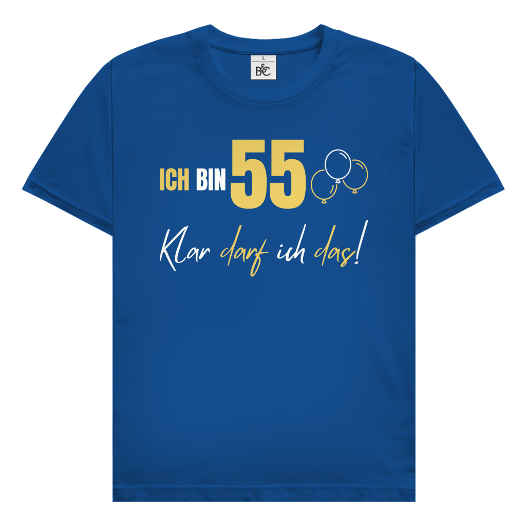 Herren T-Shirt "Ich bin 55 - Klar darf ich das!" Royal blau