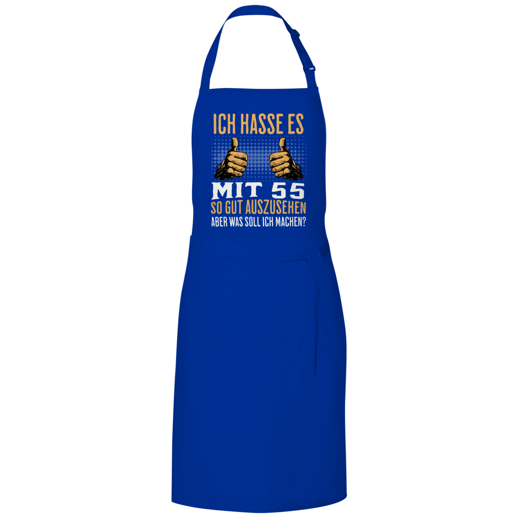 Grillschürze "Ich hasse es mit 55 so gut auszusehen" blau