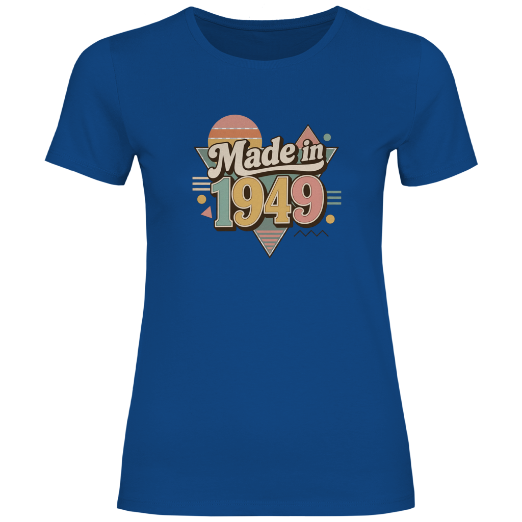 Damen T-Shirt "Made in 1949" (Retro-Motiv) blau