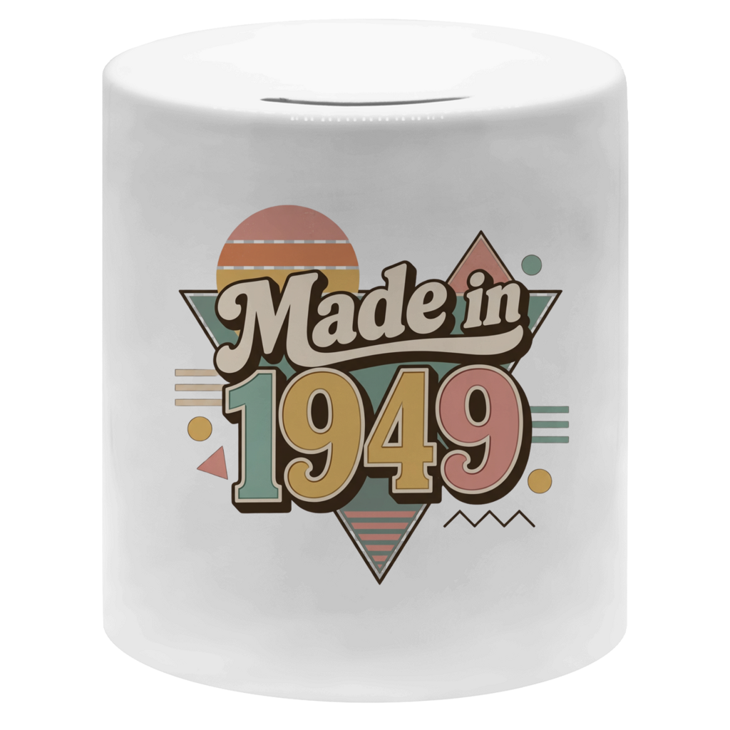 Spardose "Made in 1949" (Retro-Motiv)
