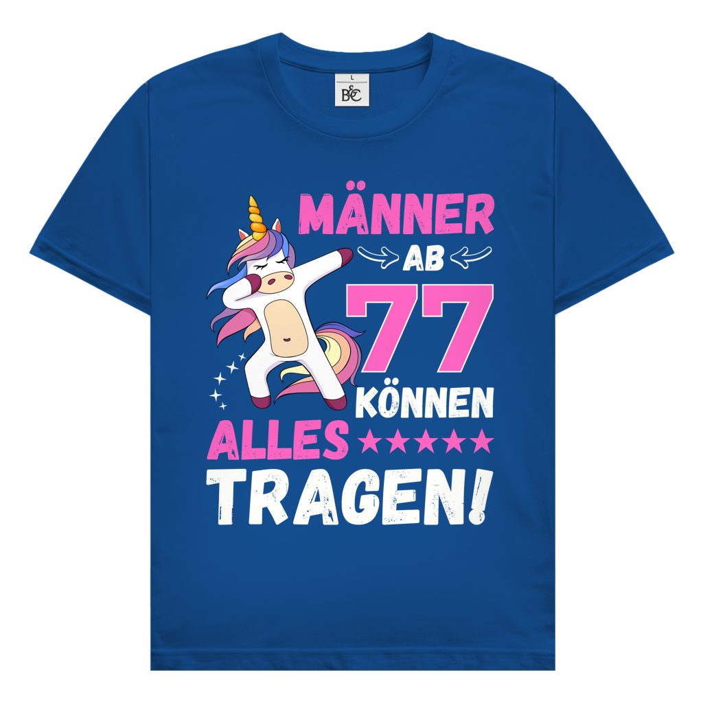 Herren T-Shirt "Männer ab 77 können alles tragen" blau