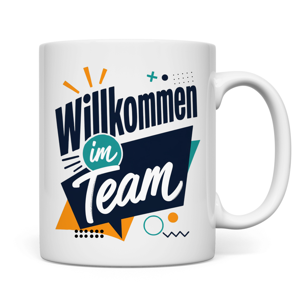 Tasse "Willkommen im Team" (Modern) Rückseite