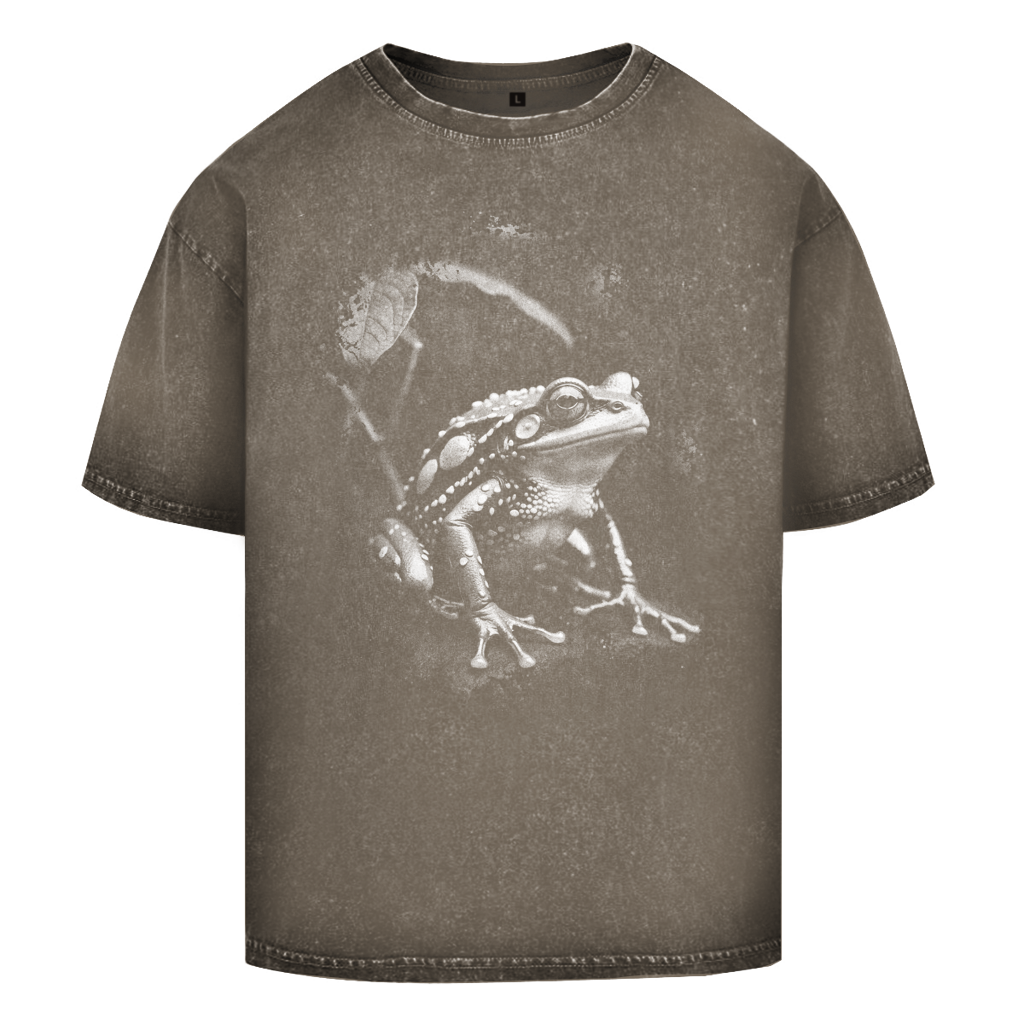 Oversize Washed T-Shirt "Frosch Natur"