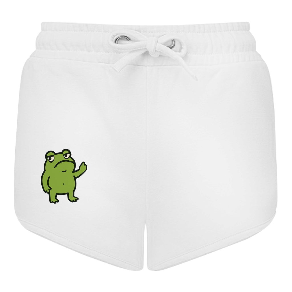 Damen Retro Shorts "Lustiger Frosch zeigt Mittelfinger" weiß